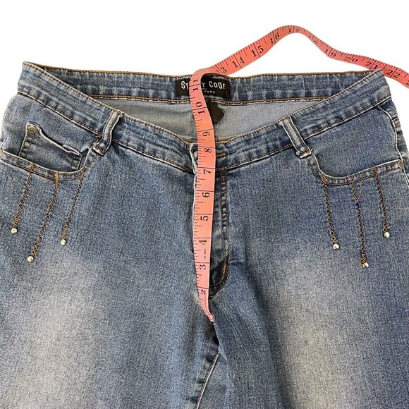 Street Code New York Embellished Jeans Stretch Women Size 13/14 Studded - Picture 5 of 15